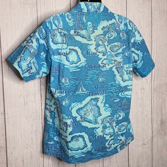VTG 60s 70s Island Fashions Hawaiian Shirt - Map Print - Aloha Shirt - sz Large - Picture 4 of 10